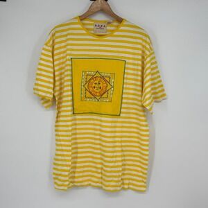 D.D.Y.C Avant Garde Yellow Stripe Sun Graphic Tee Shirt Size M Artsy Unique
